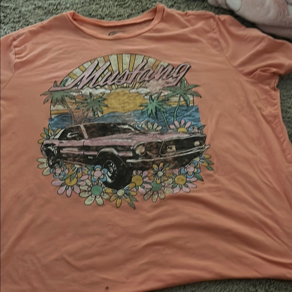 Ford Orange Short Sleeve Tee with Vintage Car Graphic